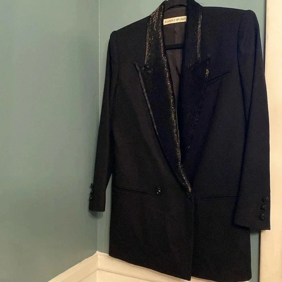 Eleanor P Brenner vintage black blazer - women’s L - wool/silk - beaded - Picture 1 of 8